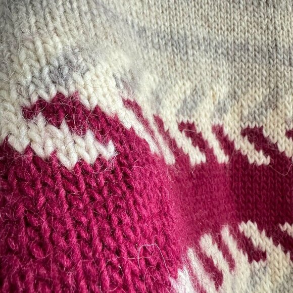 Vintage Wool Handmade Geometric Print Winter Holiday Pullover L - Picture 6 of 9